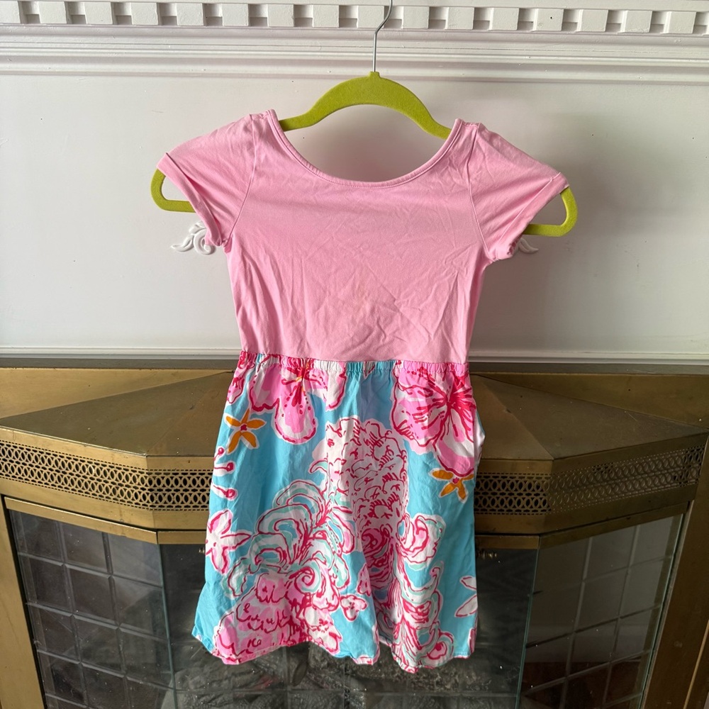 Lilly Pulitzer Kids Girl's LACEY COMBO DRESS Pink Breakwater Sunglow